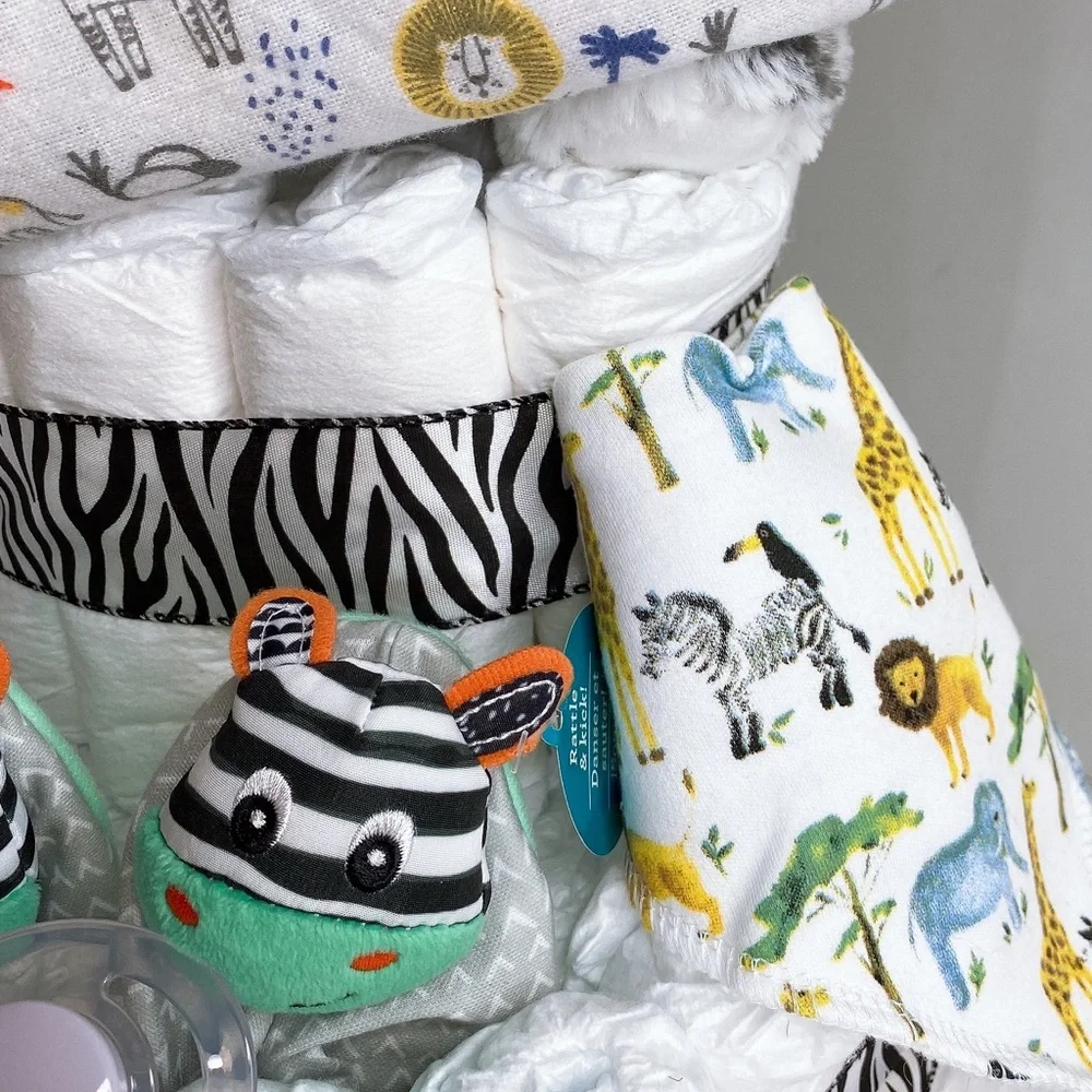 Zebra Diaper Cake, Safari Themed